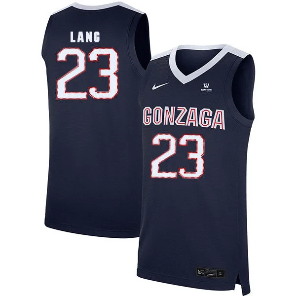 Custom Football Jersey For Gifts-Custom Basketball Jersey For Gifts-Gonzaga Bulldogs 23 Matthew Lang Navy College Basketball Basketball Jersey