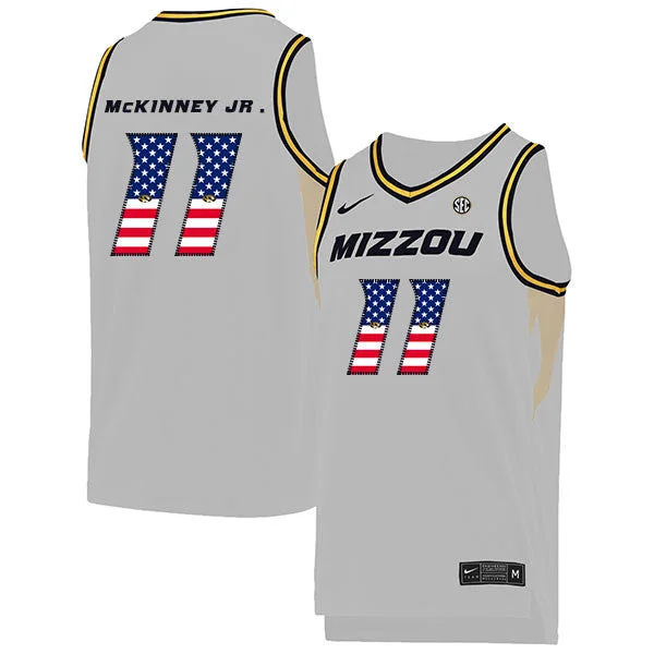 Football Jersey With Number And Name-Basketball Jersey With Number And Name-Missouri Tigers 11 Mario McKinney Jr. White USA Flag College Basketball Basketball Jersey.jpeg