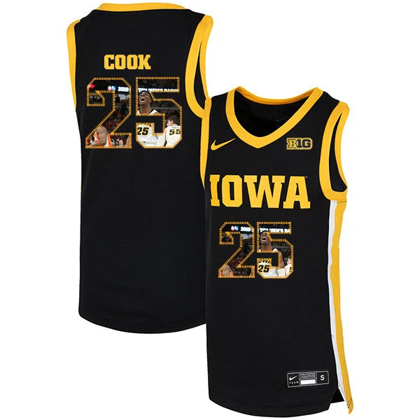 Football Jersey For Pre-Game Preparation-Basketball Jersey For Pre-Game Preparation-Iowa Hawkeyes 25 Tyler Cook Black Basketball College Fashion Basketball Jersey