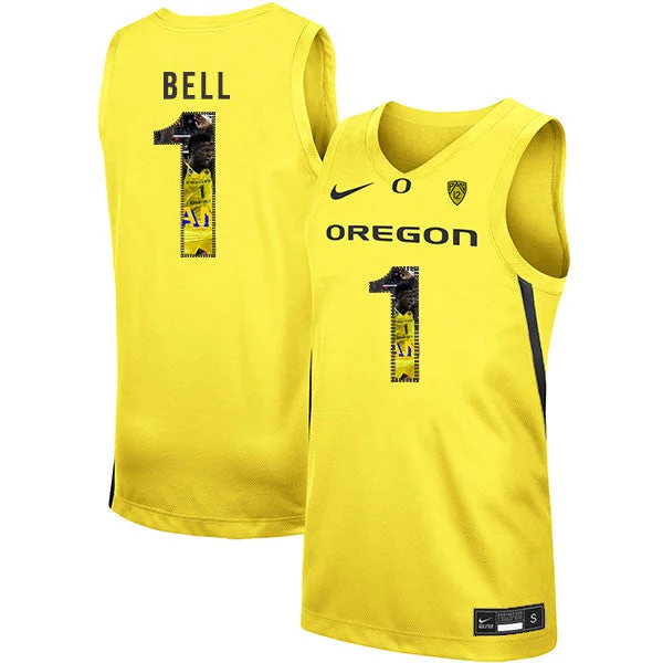 Football Jersey For College Teams-Basketball Jersey For College Teams-Oregon Ducks 1 Jordan Bell Yellow Fashion College Basketball Basketball Jersey