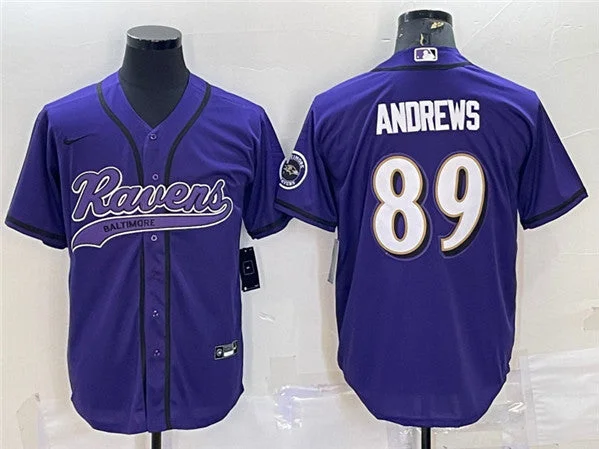 Baseball Jersey For Seasonal Play-Men's Baltimore Ravens #89 Mark Andrews Purple With Patch Cool Base Stitched Baseball Jersey