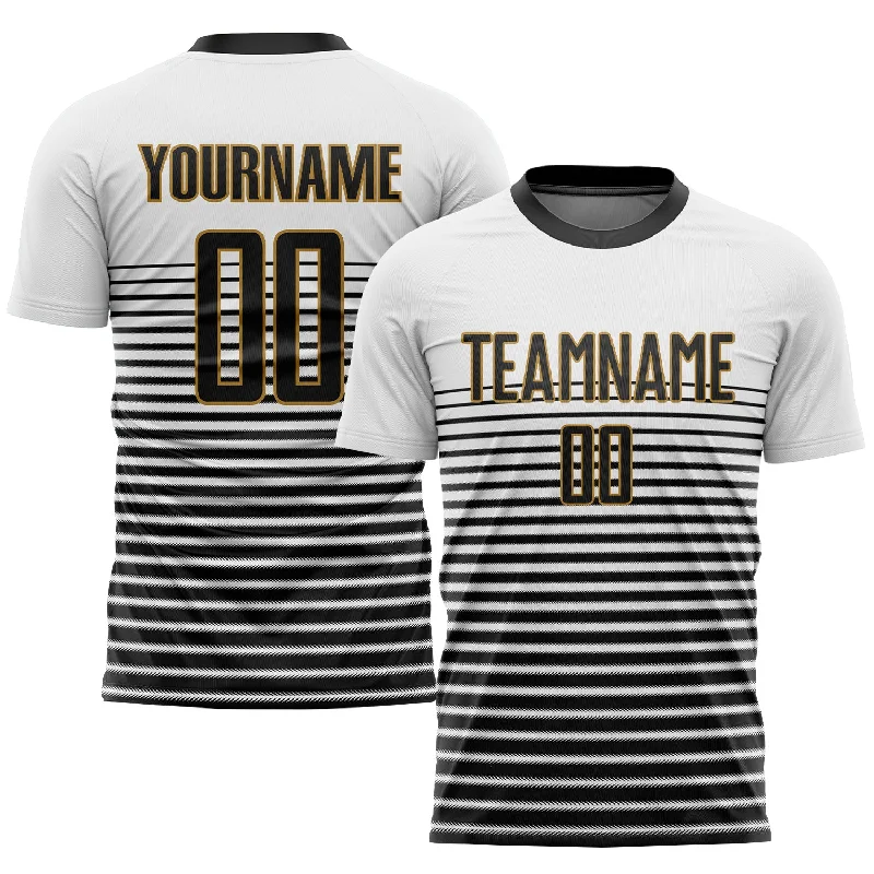 Football Jersey For Group Purchases And Gifts-Custom White Black-Old Gold Sublimation Soccer Uniform Jersey