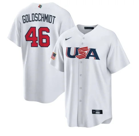 Baseball Jersey For Unique Customization-Men's USA Baseball #46 Paul Goldschmidt 2023 White World Baseball Classic Stitched Jersey