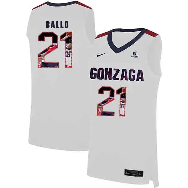 Football Jersey For Special Edition-Basketball Jersey For Special Edition-Gonzaga Bulldogs 21 Oumar Ballo White Fashion College Basketball Basketball Jersey