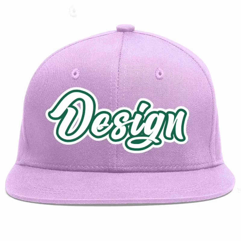 Baseball Cap With Bold Colors-Custom Light Purple White-Kelly Green Flat Eaves Sport Baseball Cap Design for Men/Women/Youth