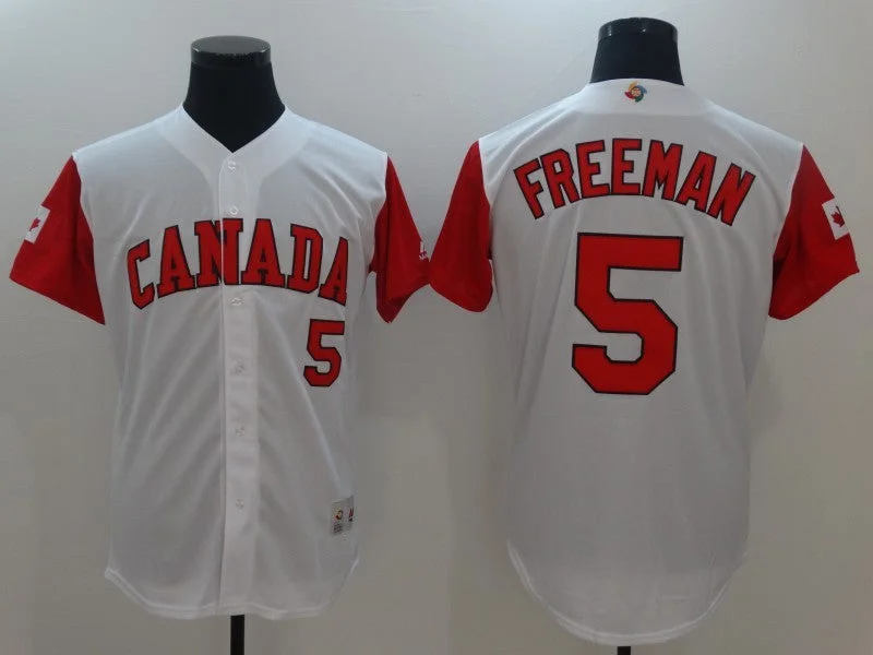 Baseball Jersey With Embroidered Logo-Men's Canada Baseball #5 Freddie Freeman White 2017 World Baseball Classic Stitched WBC Jersey