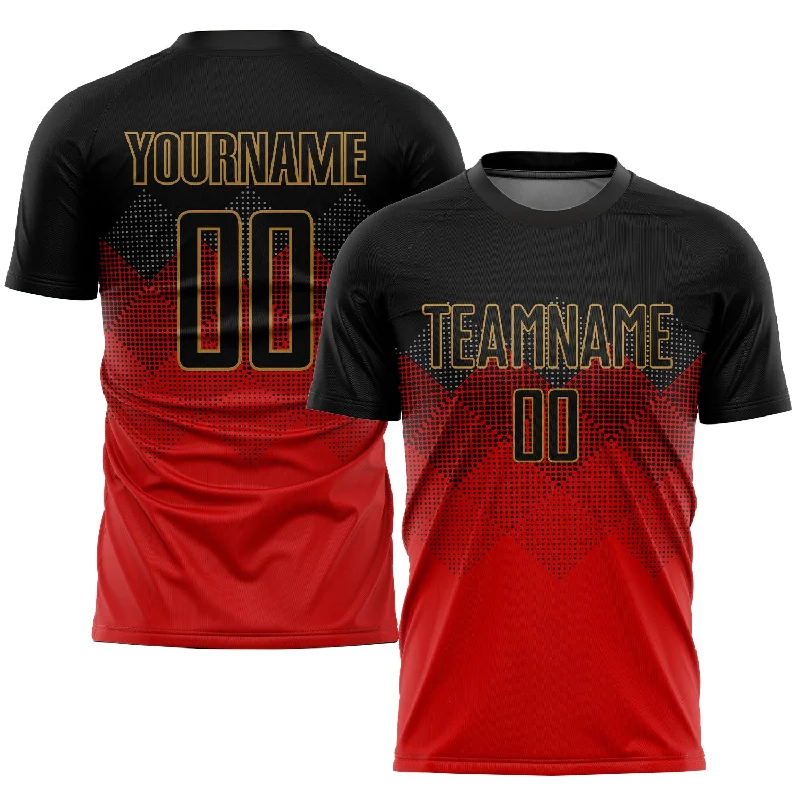 Football Jersey For Special Event Teams-Custom Red Black-Old Gold Sublimation Soccer Uniform Jersey