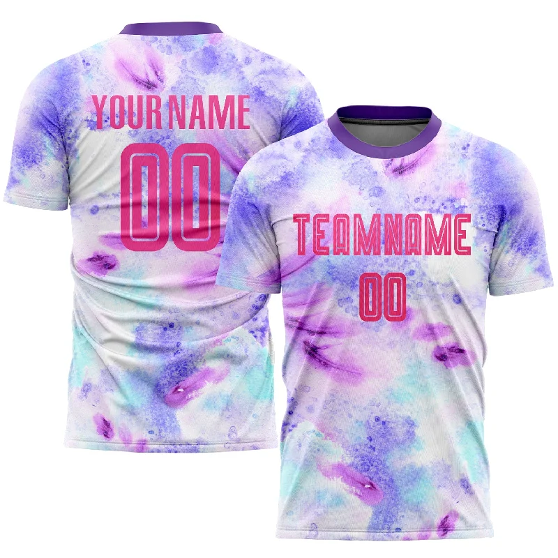 Football Jersey For Men-Custom Tie Dye Pink-Purple Sublimation Soccer Uniform Jersey