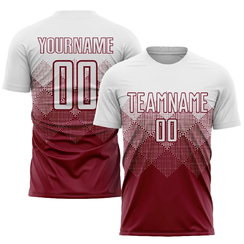 Football Jersey With Game Day Details-Custom Crimson White Sublimation Soccer Uniform Jersey