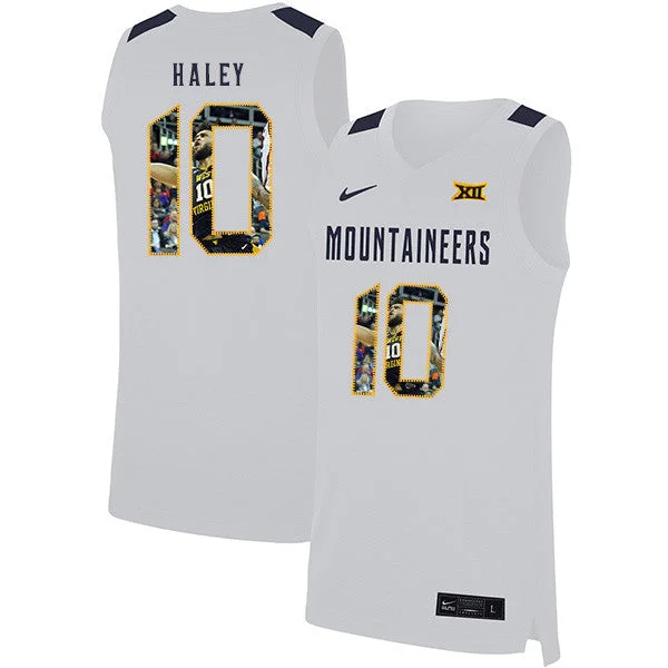 Football Jersey For Practice Sessions-Basketball Jersey For Practice Sessions-West Virginia Mountaineers 10 Jermaine Haley White Fashion Basketball College Basketball Jersey