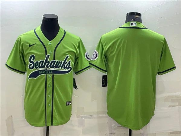 Baseball Jersey For Special Promotions-Men's Seattle Seahawks Blank Green With Patch Cool Base Stitched Baseball Jersey