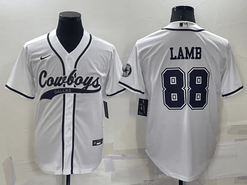 Baseball Jersey For Competitive Events-Men's Dallas Cowboys #88 CeeDee Lamb White Stitched Cool Base Baseball Jersey