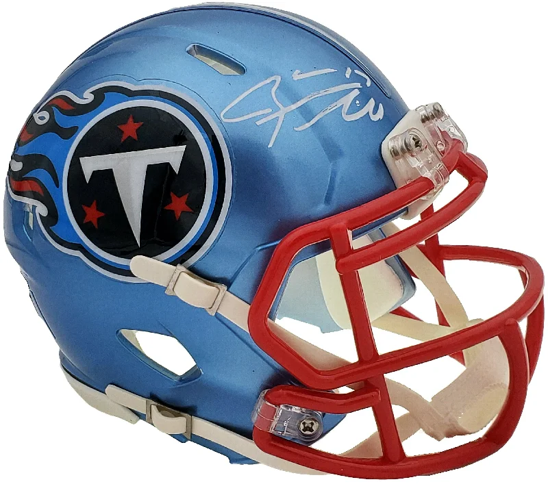 Rugby Helmet For High-Intensity Sports-Ryan Tannehill Autographed Tennessee Titans Flash Blue Speed Mini Helmet Beckett BAS QR Stock #197225