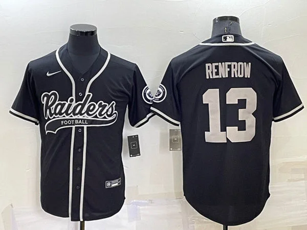 Baseball Jersey For Team Pride-Men's Las Vegas Raiders #13 Hunter Renfrow Black Cool Base Stitched Baseball Jersey