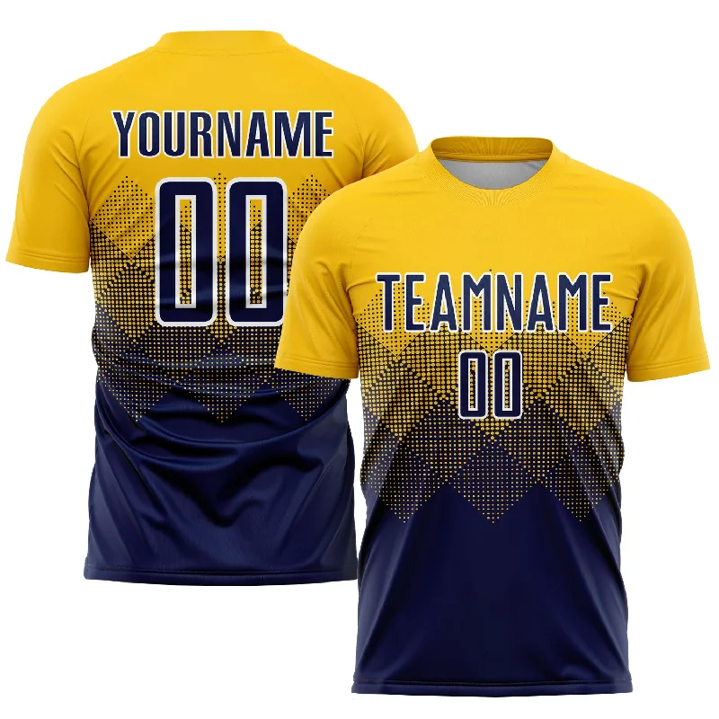 Football Jersey For Group Purchases-Custom Gold Navy-White Sublimation Soccer Uniform Jersey