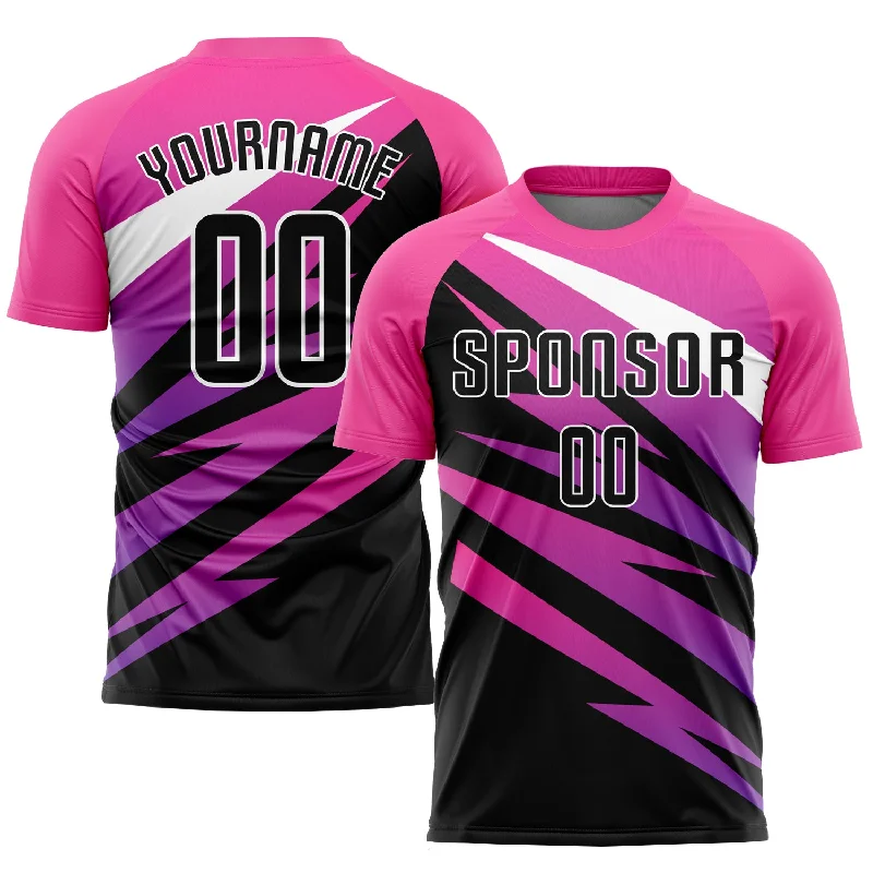 Football Jersey For Customized Player Design-Custom Pink Black-White Sublimation Soccer Uniform Jersey