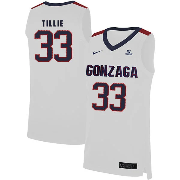 Football Jersey For Custom Team Logos-Basketball Jersey For Custom Team Logos-Gonzaga Bulldogs 33 Killian Tillie White College Basketball Basketball Jersey