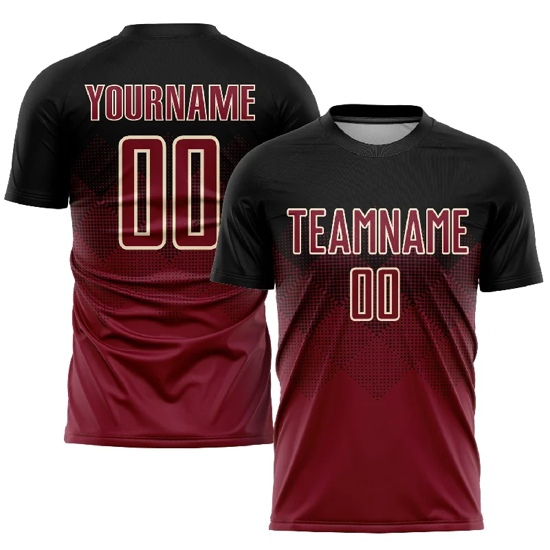 Football Jersey For International Teams-Custom Black Crimson-Cream Sublimation Soccer Uniform Jersey