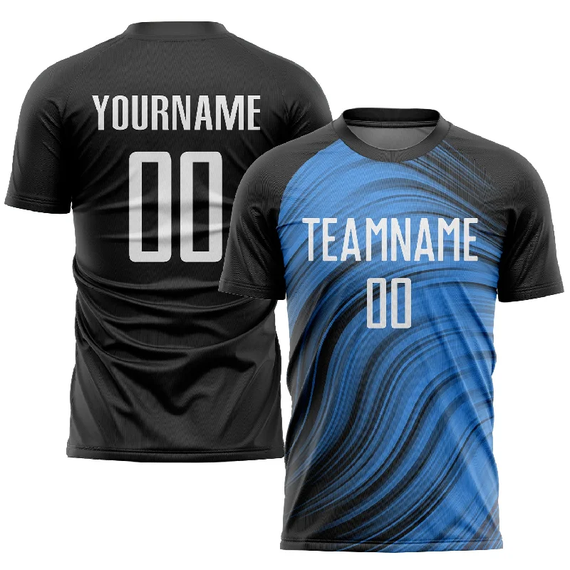 Football Jersey For Custom Player Merchandise-Custom Light Blue White-Black Sublimation Soccer Uniform Jersey