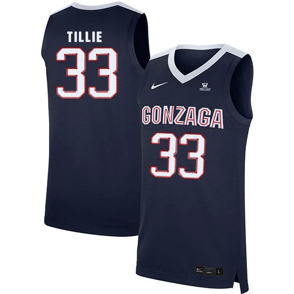 Football Jersey For Team Spirit-Basketball Jersey For Team Spirit-Gonzaga Bulldogs 33 Killian Tillie Navy College Basketball Basketball Jersey