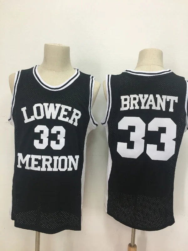 Football Jersey For Team Spirit Gear-Basketball Jersey For Team Spirit Gear-Lower Merion Aces 33 Kobe Bryant Black High School Mesh Basketball Basketball Jersey