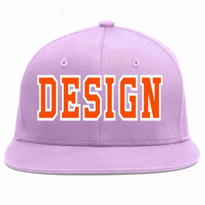 Baseball Cap With Lightweight Mesh-Custom Light Purple Orange-White Flat Eaves Sport Baseball Cap Design for Men/Women/Youth