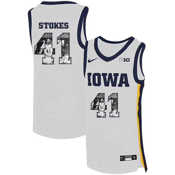 Football Jersey For Unique Player Jerseys-Basketball Jersey For Unique Player Jerseys-Iowa Hawkeyes 41 Greg Stokes White Basketball College Fashion Basketball Jersey