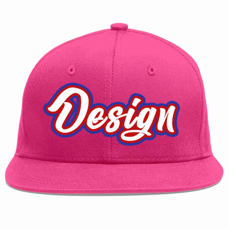 Baseball Cap For Promotional Use-Custom Rose Red White-Red Flat Eaves Sport Baseball Cap Design for Men/Women/Youth