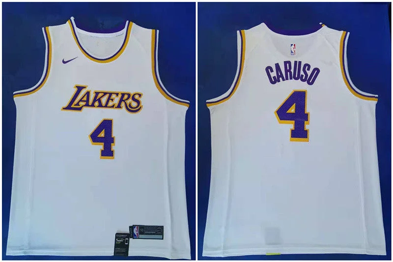 Football Jersey With Number And Name-Basketball Jersey With Number And Name-Lakers 4 Alex Caruso White Swingman Basketball Jersey