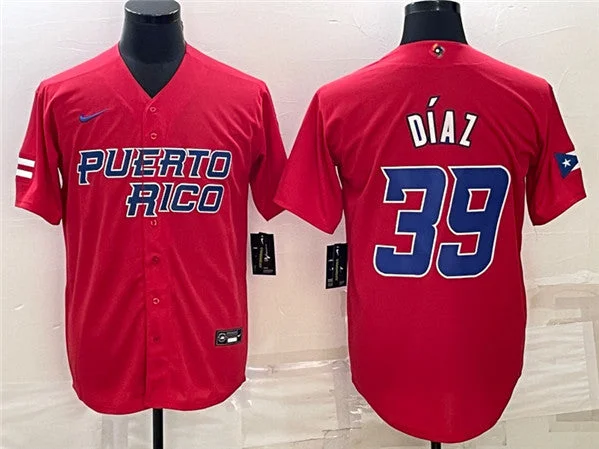 Baseball Jersey For Team Showcases-Men's Puerto Rico Baseball #39 Edwin DÃ­az 2023 Red World Baseball Classic Stitched Jersey