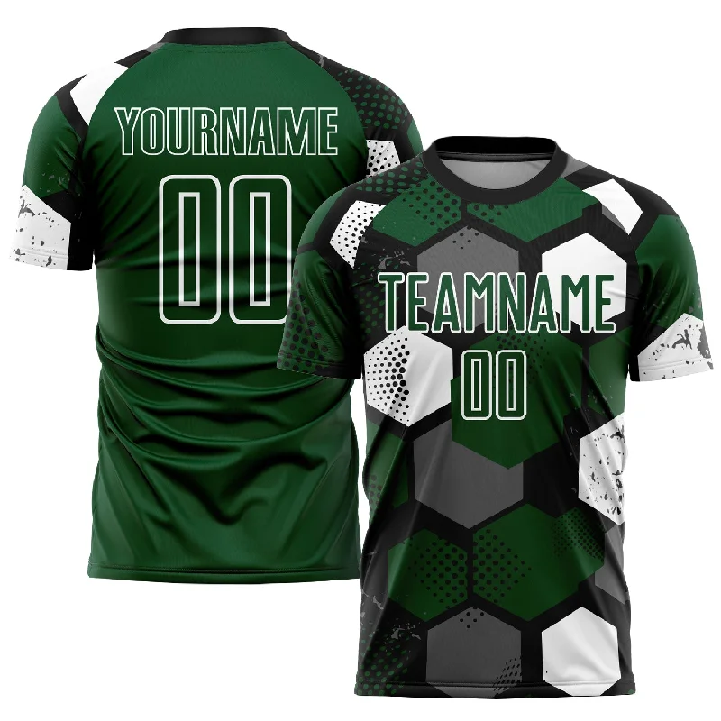 Football Jersey For Group Events-Custom Green Black-White Sublimation Soccer Uniform Jersey