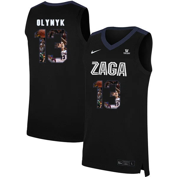 Football Jersey For Tournament-Basketball Jersey For Tournament-Gonzaga Bulldogs 13 Kelly Olynyk Black Fashion College Basketball Basketball Jersey