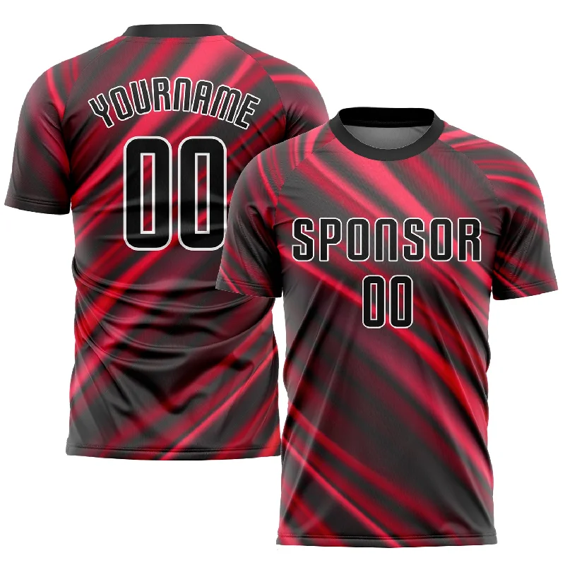 Custom Football Jersey-Custom Red Black-White Sublimation Soccer Uniform Jersey