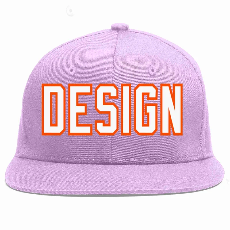 Baseball Cap With Cool Mesh Back-Custom Light Purple White-Orange Flat Eaves Sport Baseball Cap Design for Men/Women/Youth