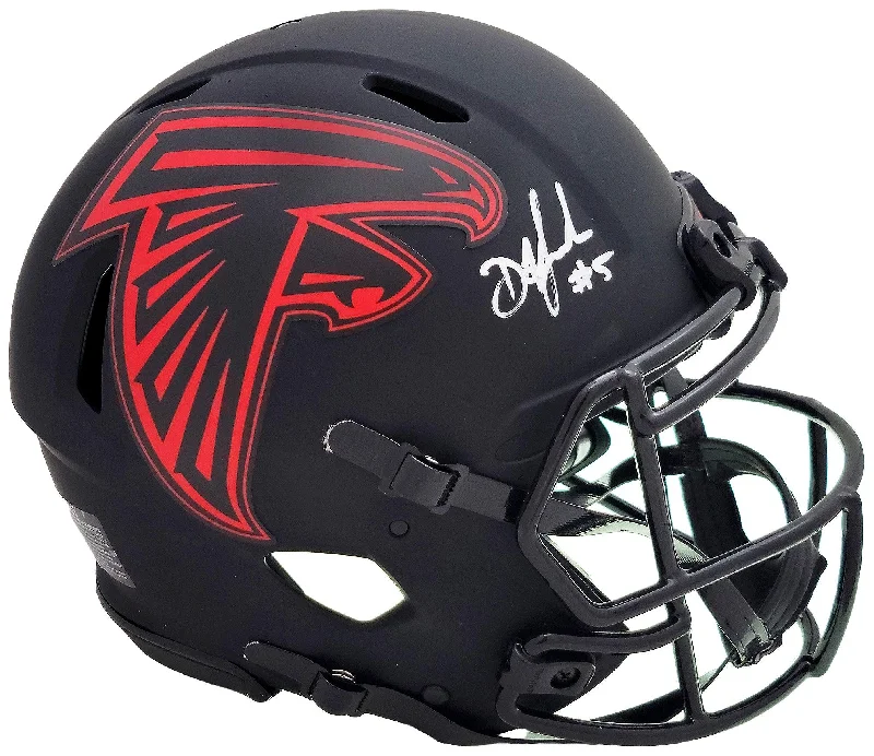 Rugby Helmet For Team Gear-Drake London Autographed Atlanta Falcons Eclipse Black Full Size Authentic Speed Helmet Beckett BAS QR Stock #206123