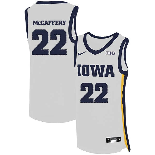 Football Jersey For Team Spirit-Basketball Jersey For Team Spirit-Iowa Hawkeyes 22 Patrick McCaffery White Basketball College Basketball Jersey