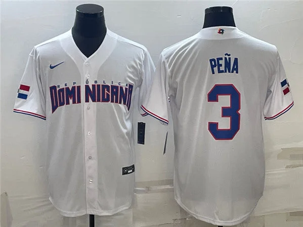 Baseball Jersey For Stylish Wear-Men's Dominican Republic Baseball #3 Jeremy Pena±a 2023 White World Baseball Classic Stitched Jersey