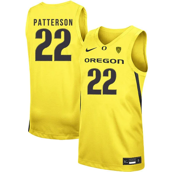 Football Jersey With Player Portraits-Basketball Jersey With Player Portraits-Oregon Ducks 22 Addison Patterson Yellow College Basketball Basketball Jersey