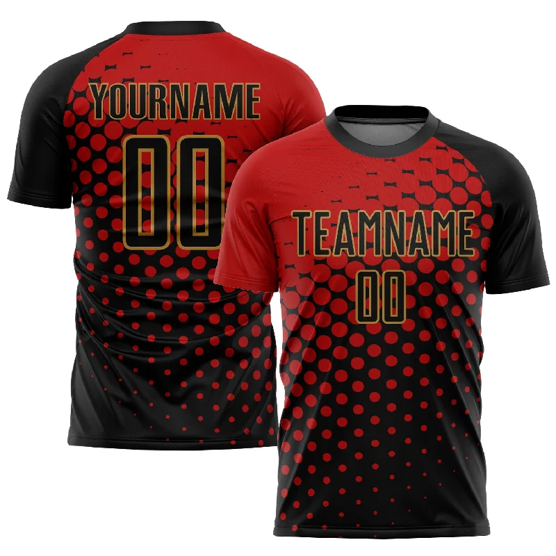 Football Jersey For Player Merchandise-Custom Red Black-Old Gold Sublimation Soccer Uniform Jersey