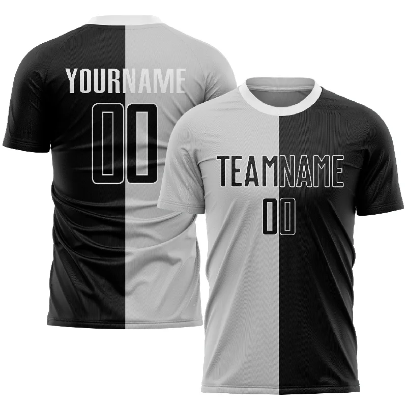 Football Jersey For Sport-Specific Design-Custom Gray Black-White Sublimation Split Fashion Soccer Uniform Jersey