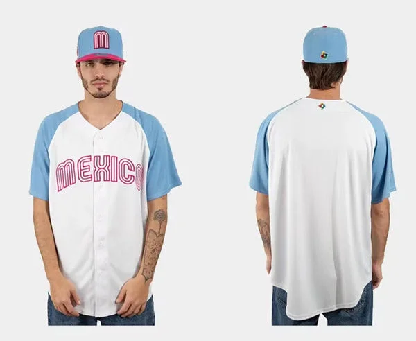 Baseball Jersey For Fundraising Products-Men's Mexico Baseball White Blue 2023 World Baseball Classic Stitched Jersey