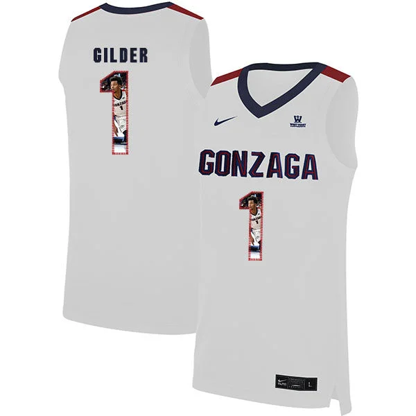 Football Jersey For Custom Sports Apparel-Basketball Jersey For Custom Sports Apparel-Gonzaga Bulldogs 1 Admon Gilder White Fashion College Basketball Basketball Jersey