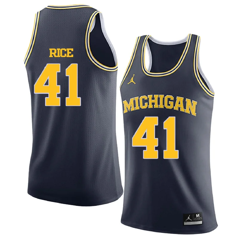 Football Jersey For Celebrations-Basketball Jersey For Celebrations-University of Michigan 41 Glen Rice Navy College Basketball Basketball Jersey