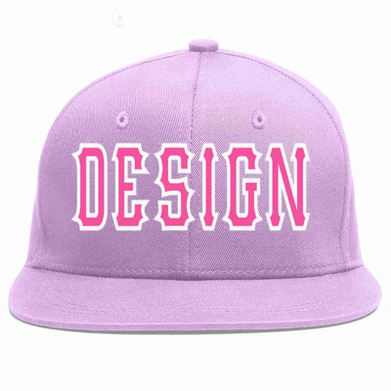 Baseball Cap With Adjustable Fit-Custom Light Purple Pink-White Flat Eaves Sport Baseball Cap Design for Men/Women/Youth