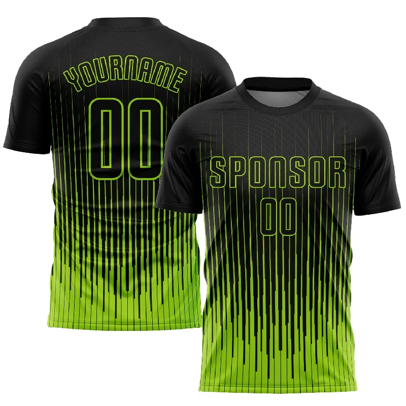 Custom Printed Football Jersey-Custom Neon Green Black Sublimation Soccer Uniform Jersey