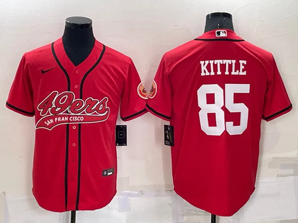 Baseball Jersey For Custom Sports Events-Men's San Francisco 49ers #85 George Kittle Red Cool Base Stitched Baseball Jersey