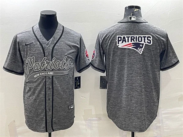 Baseball Jersey For High Impact Sports-Men's New England Patriots Gray Team Big Logo With Patch Cool Base Stitched Baseball Jersey