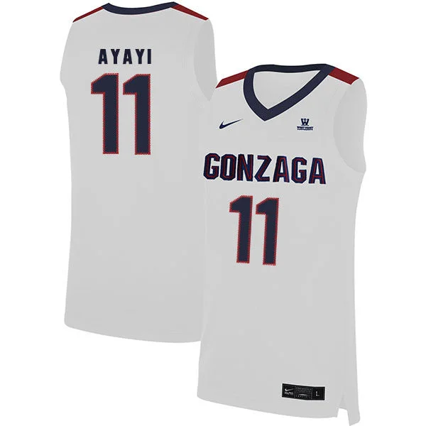 Football Jersey For Official Teams-Basketball Jersey For Official Teams-Gonzaga Bulldogs 11 Joel Ayayi White College Basketball Basketball Jersey