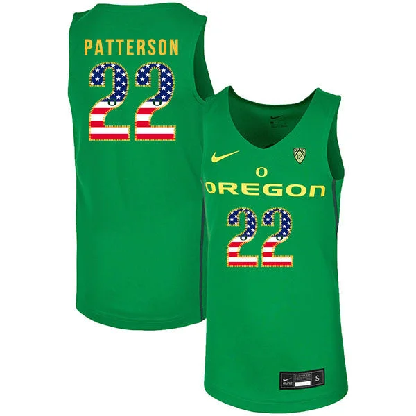 Football Jersey For High Impact Sports-Basketball Jersey For High Impact Sports-Oregon Ducks 22 Addison Patterson Green USA Flag College Basketball Basketball Jersey