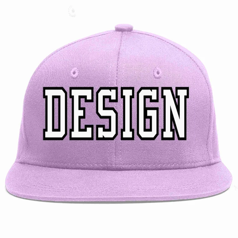 Baseball Cap With Fun Colors-Custom Light Purple White-Black Flat Eaves Sport Baseball Cap Design for Men/Women/Youth